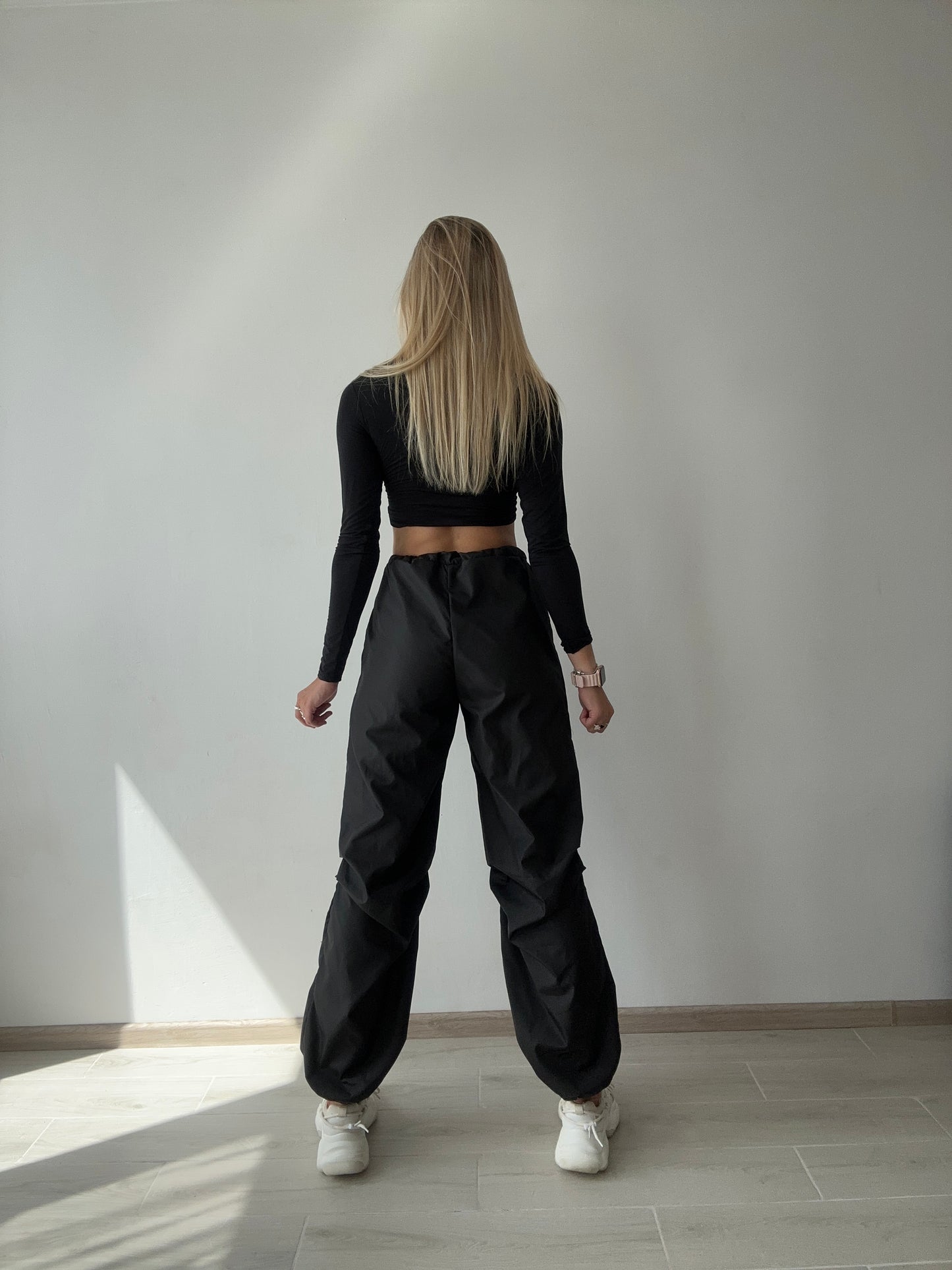 Black Cargo Wide Leg Pants
