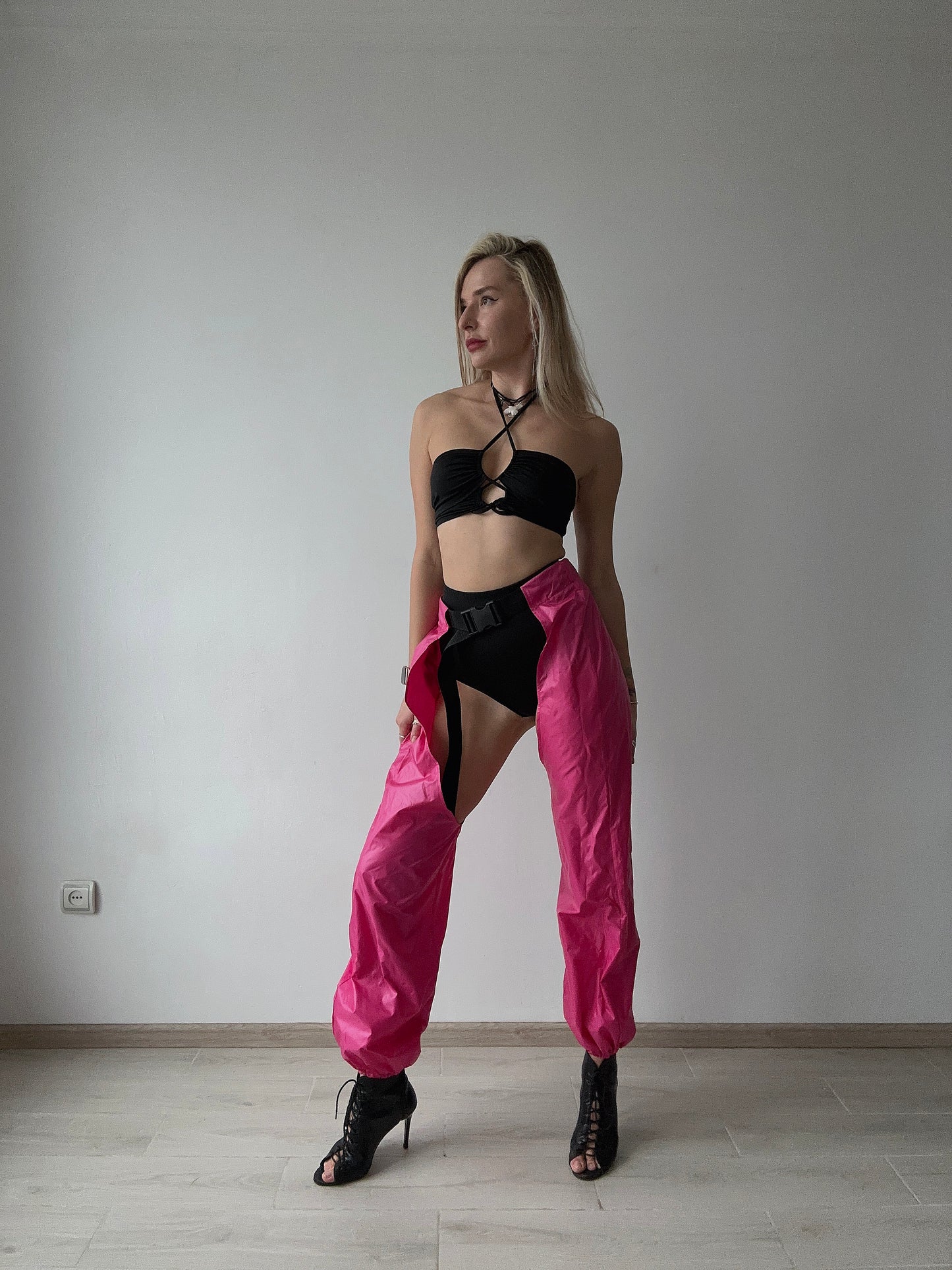 Hot Pink Thigh Cut Out Dance Pants