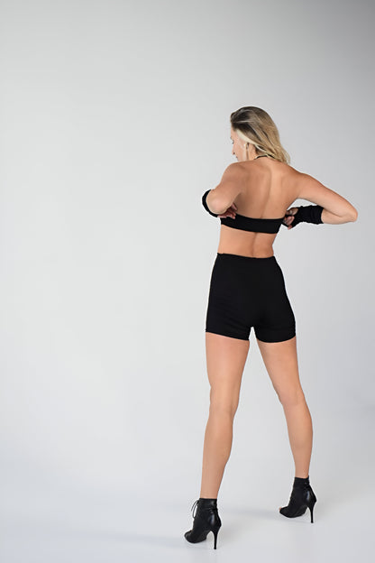 Black Rave Backless Jumpsuit with Detachable Sleeves