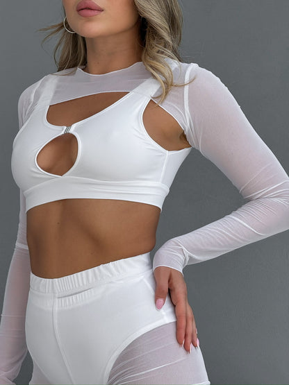 White Mesh Dance Shorts