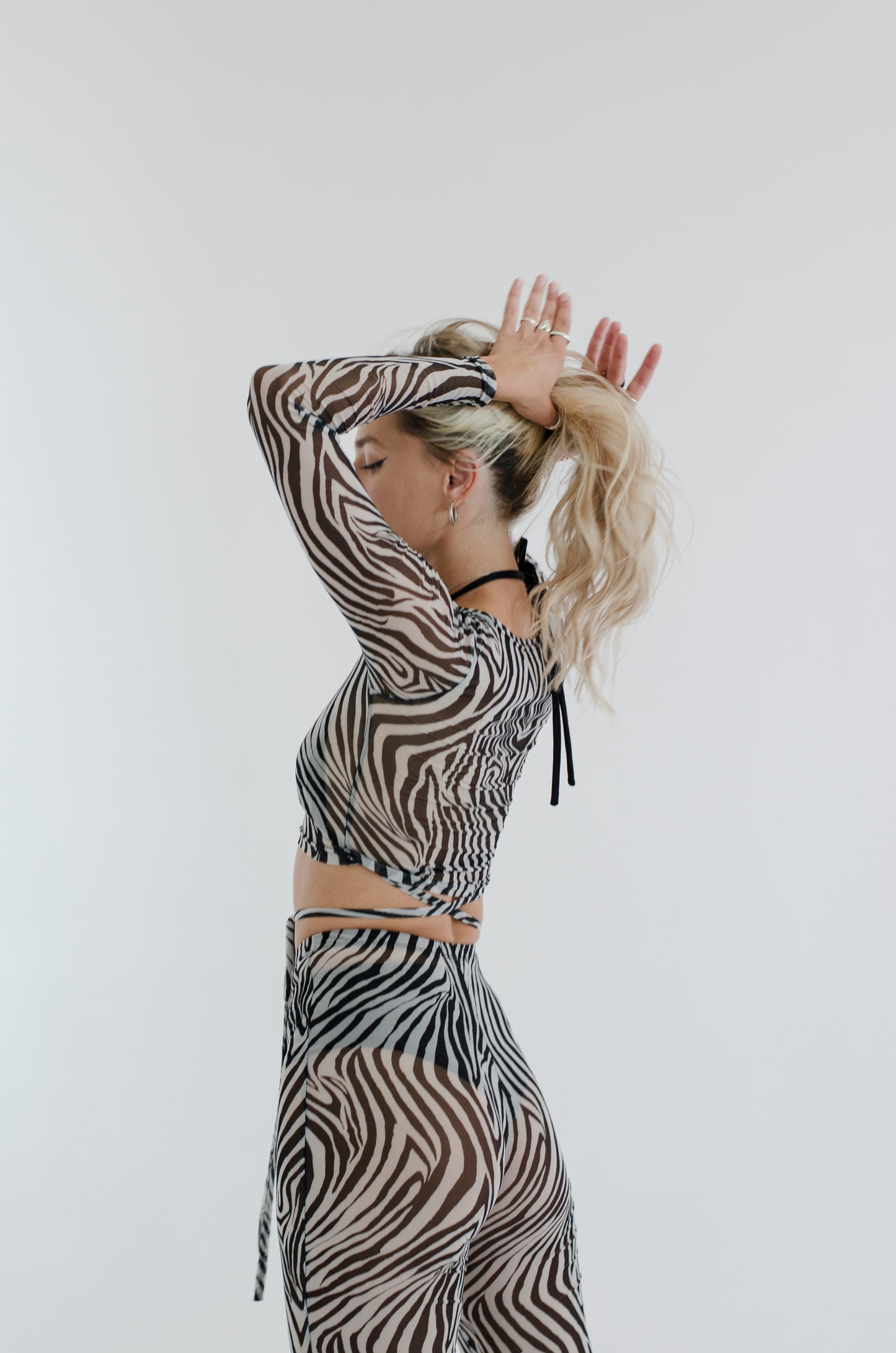 Zebra Mesh Wrap Crop Top