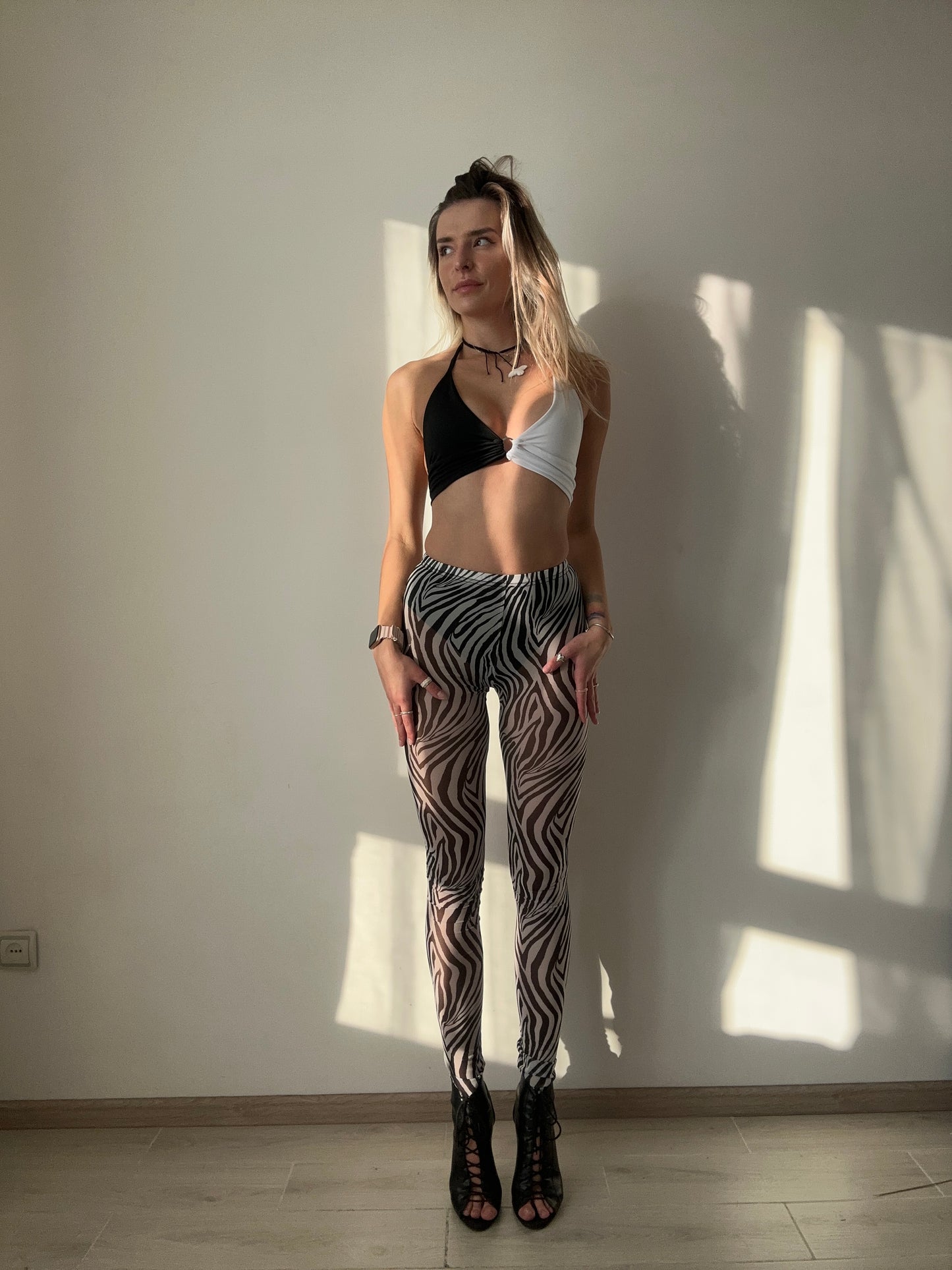 Zebra Mesh Slim Leggings