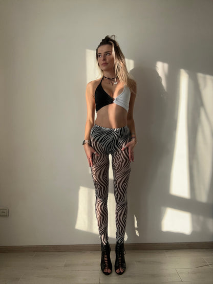 Zebra Mesh Slim Leggings