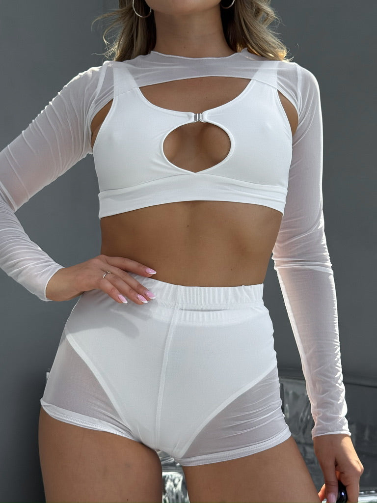 White Mesh Dance Shorts