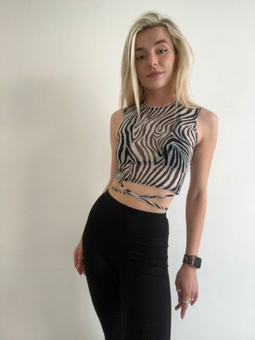 Zebra Mesh Crop Top