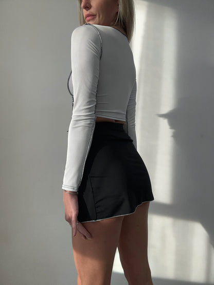 Black Mini Skort with White Stitching