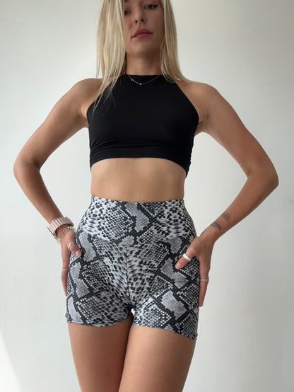 Grey Python Biker Shorts