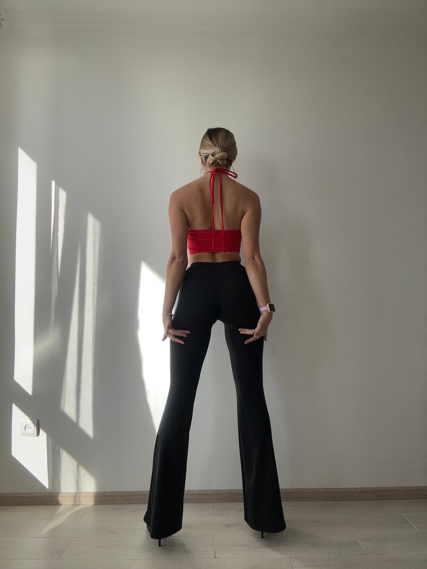 Red Halter Tie Bralette Crop Top