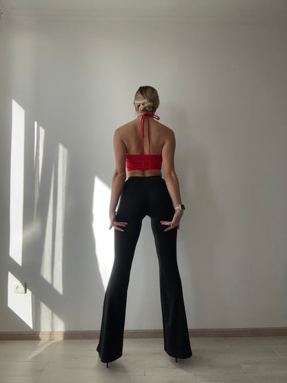 Red Halter Tie Bralette Crop Top