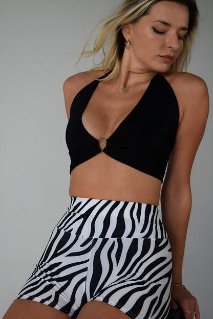Zebra Print Ruched Booty Shorts