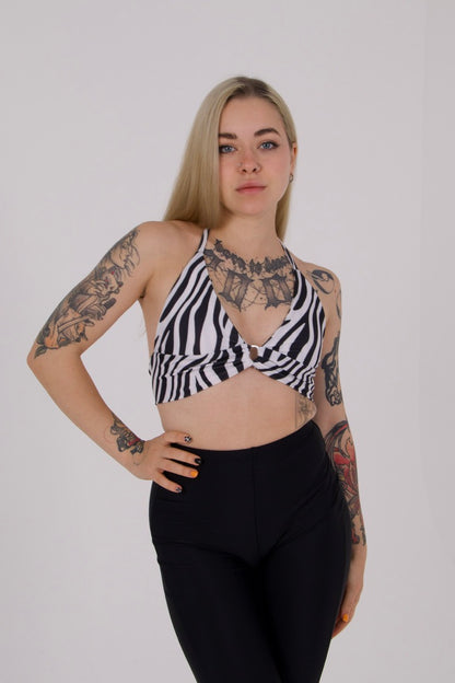 Zebra Ring Halter Top