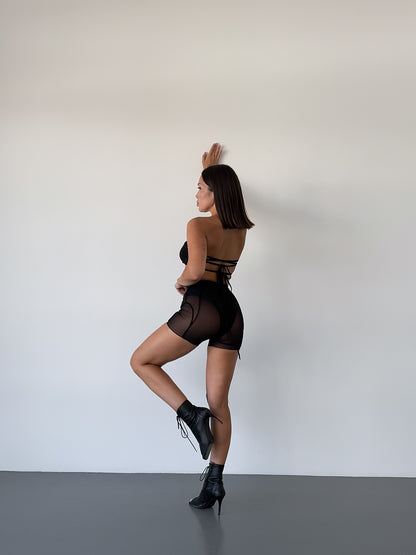 Black Knit Bandeau Crop Top