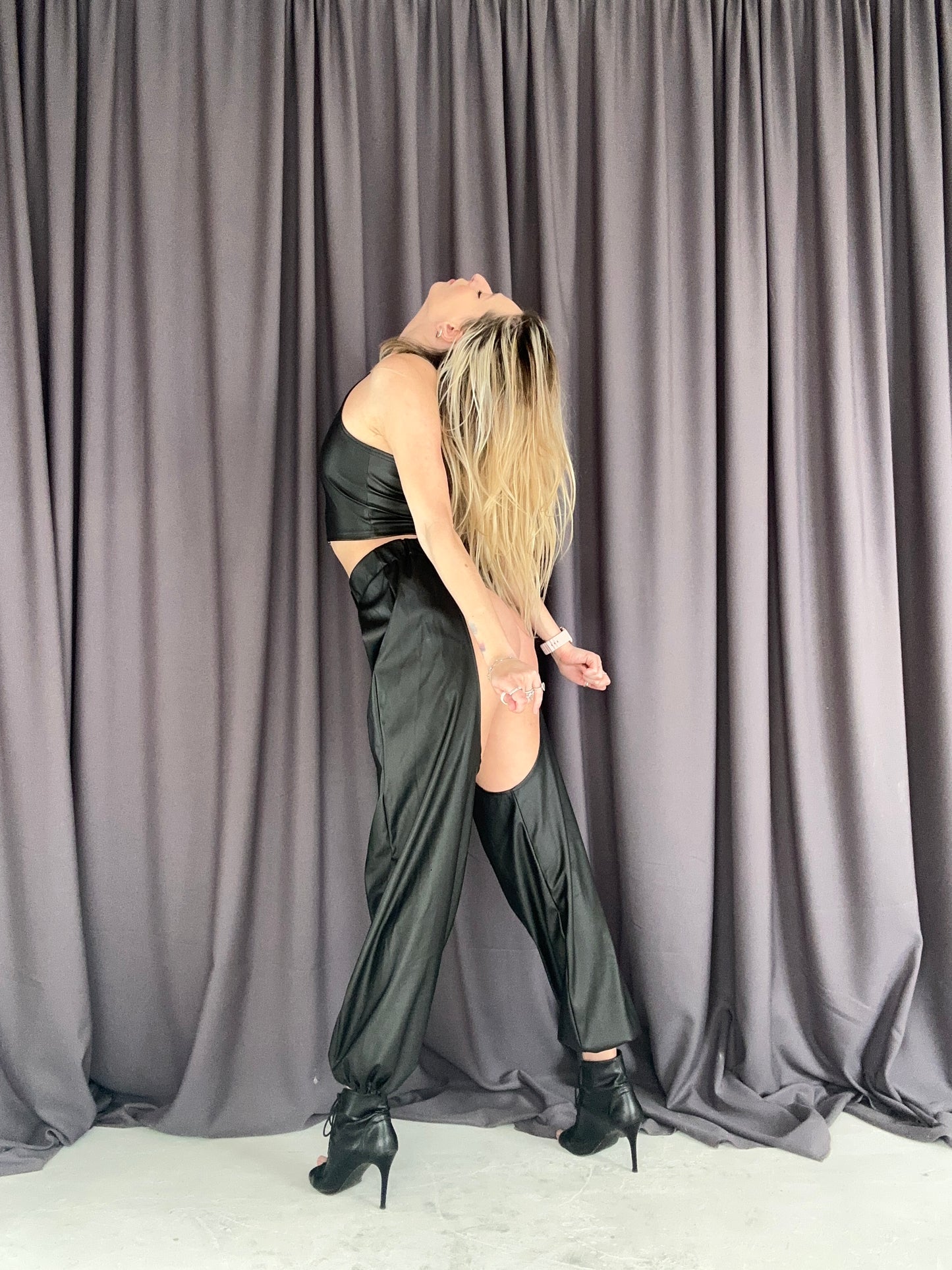 Black Eco Leather Halter Corset Top