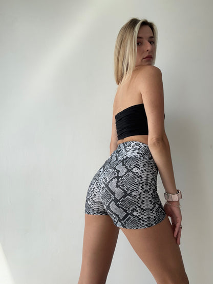 Grey Python Biker Shorts