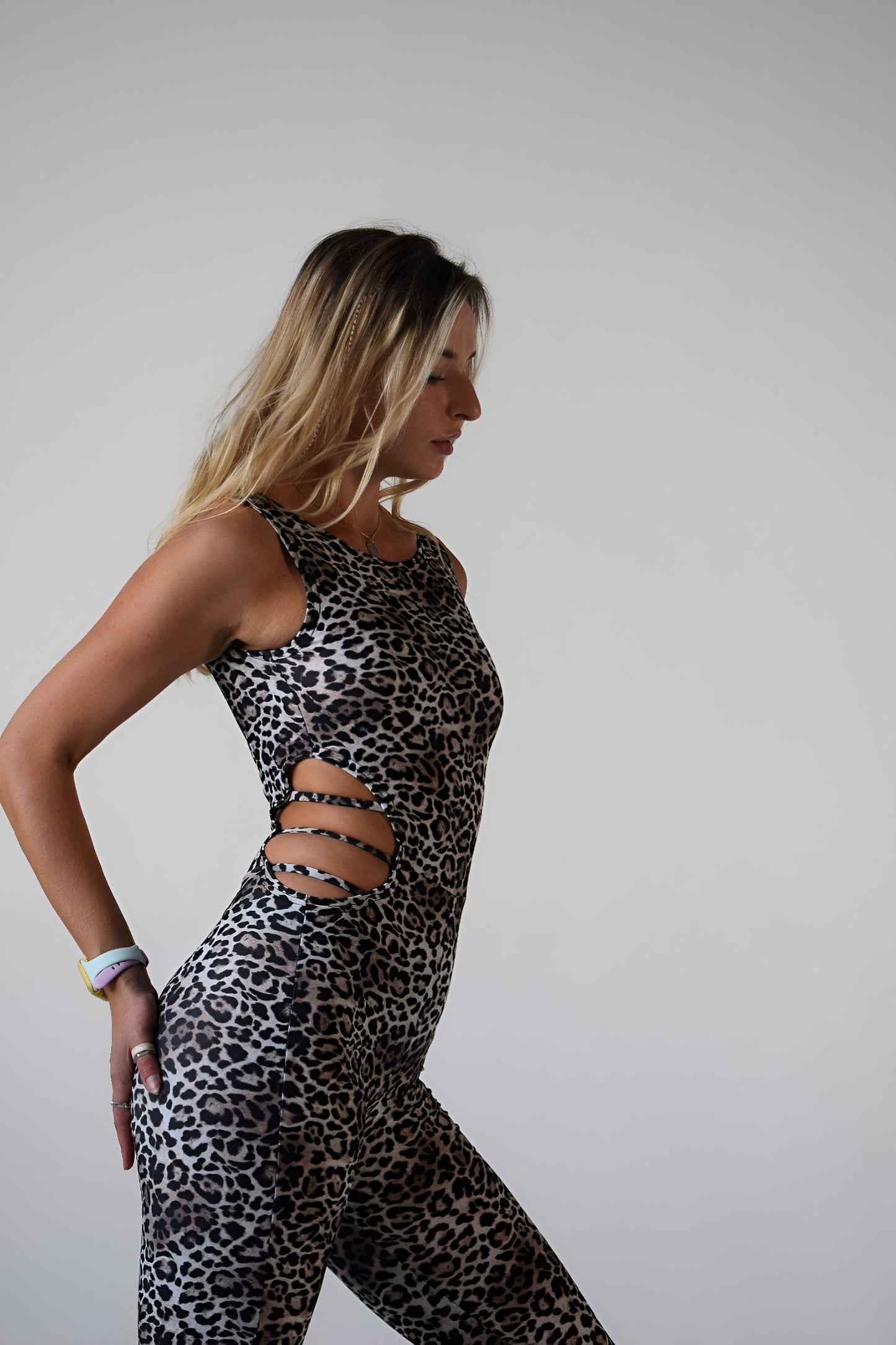 Leopard Print Sleeveless Backless Jumpsuit
