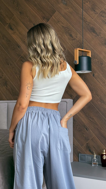 Grey Wide Leg Rave Pants