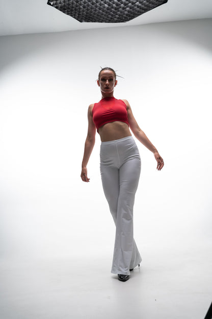 White High Waist Stretch Pants