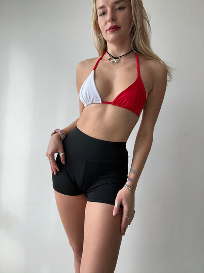 Red White Colorblock Bikini Top
