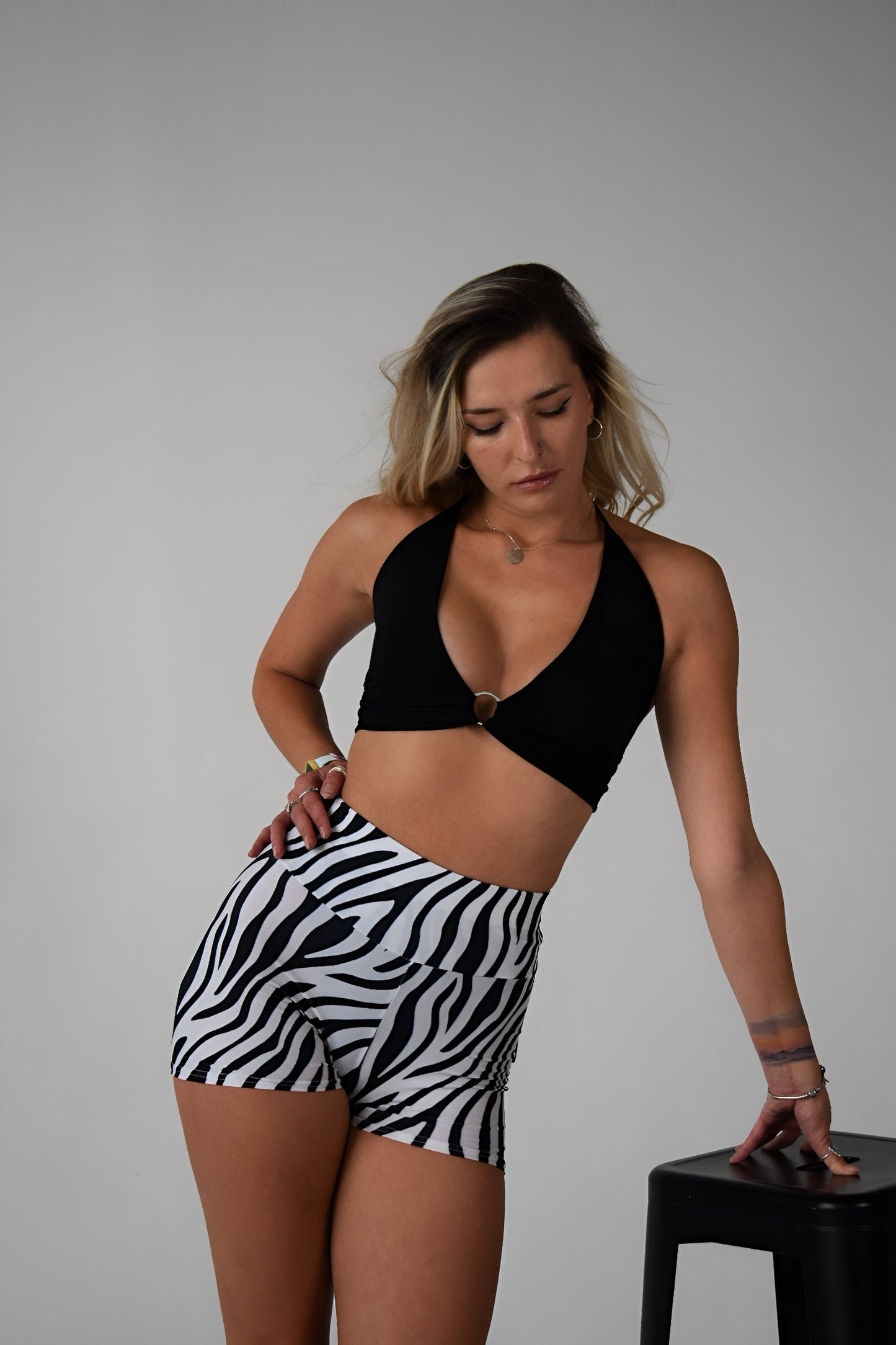 Zebra Print Ruched Booty Shorts