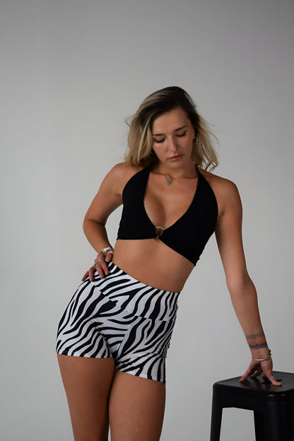Zebra Print Ruched Booty Shorts