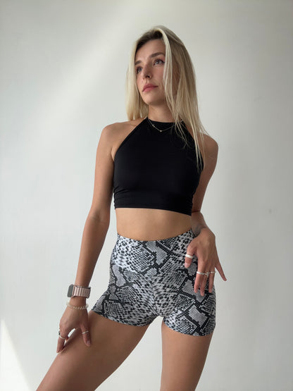 Grey Python Biker Shorts