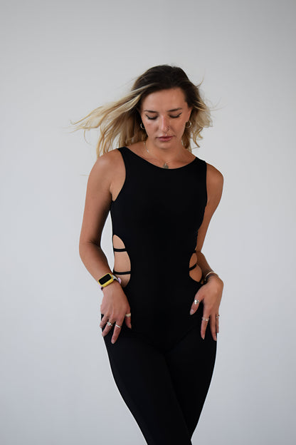 Black Open Back Sleeveless Jumpsuit