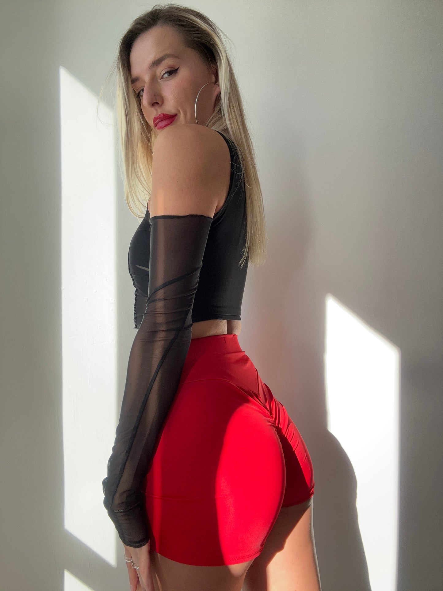 Matte Red Booty Shorts