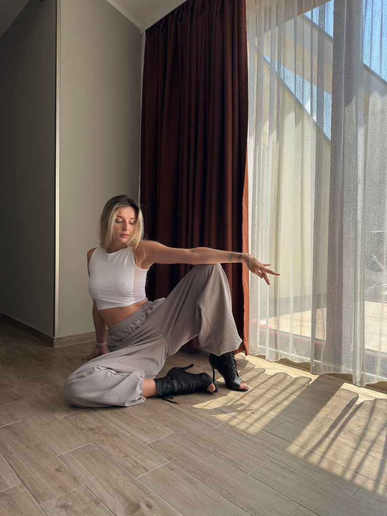 Grey Wide Leg Dance Pants
