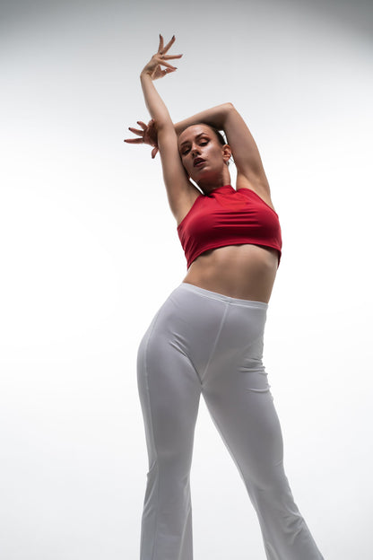 White High Waist Stretch Pants