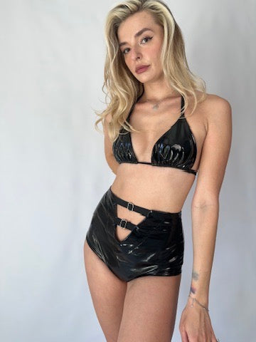 High Waist Latex Shorts