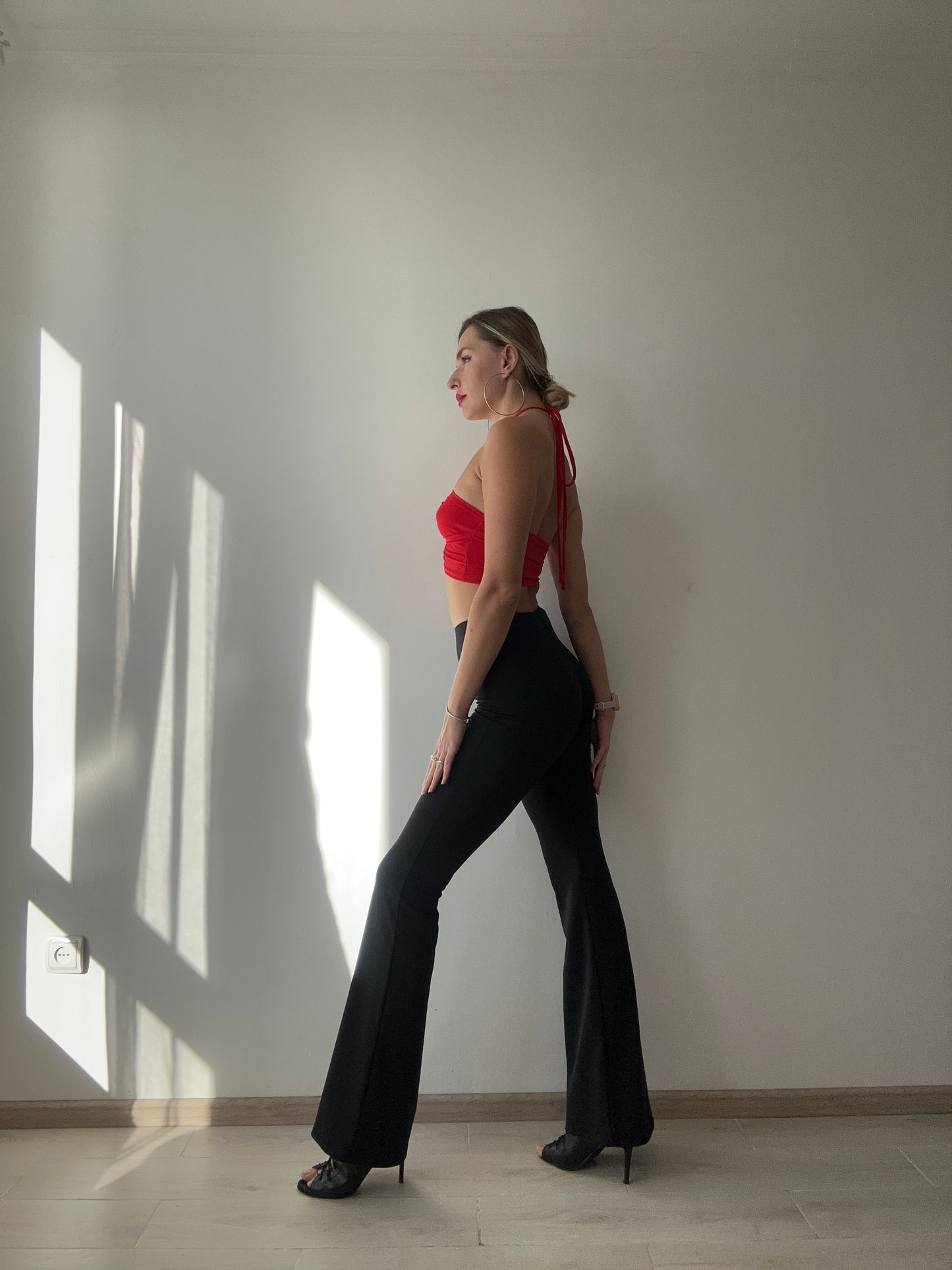 Red Halter Tie Bralette Crop Top