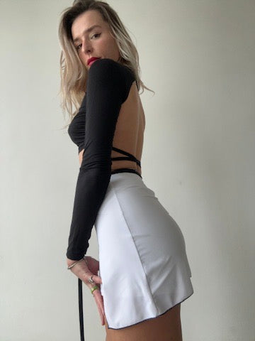 White Skort with Black Stitching