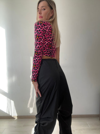 Hot Pink Leopard One Shoulder Top