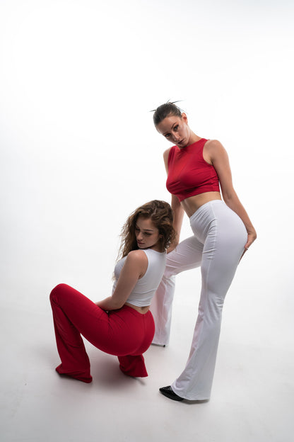 Red High Waist Stretch Pants