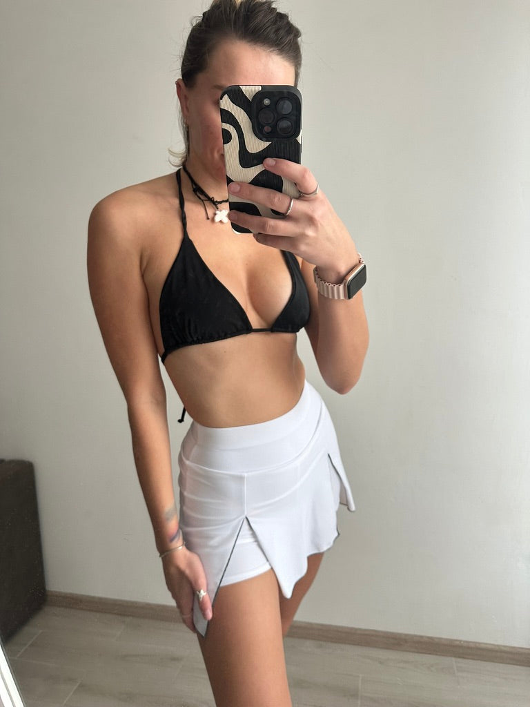 White Skort with Black Stitching