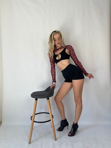 Pink Leopard Mesh Bolero