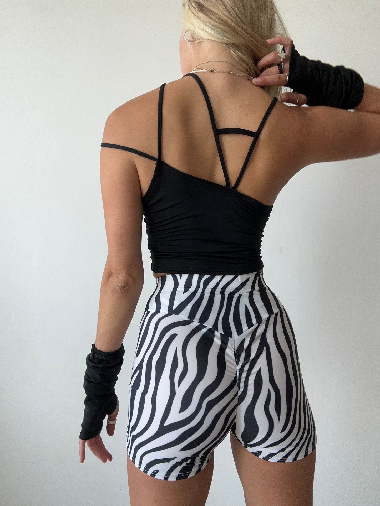 Zebra Print Ruched Booty Shorts