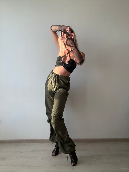 Black Mesh Fingerless Wrist Gloves