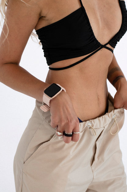 Beige Cargo Wide Leg Pants