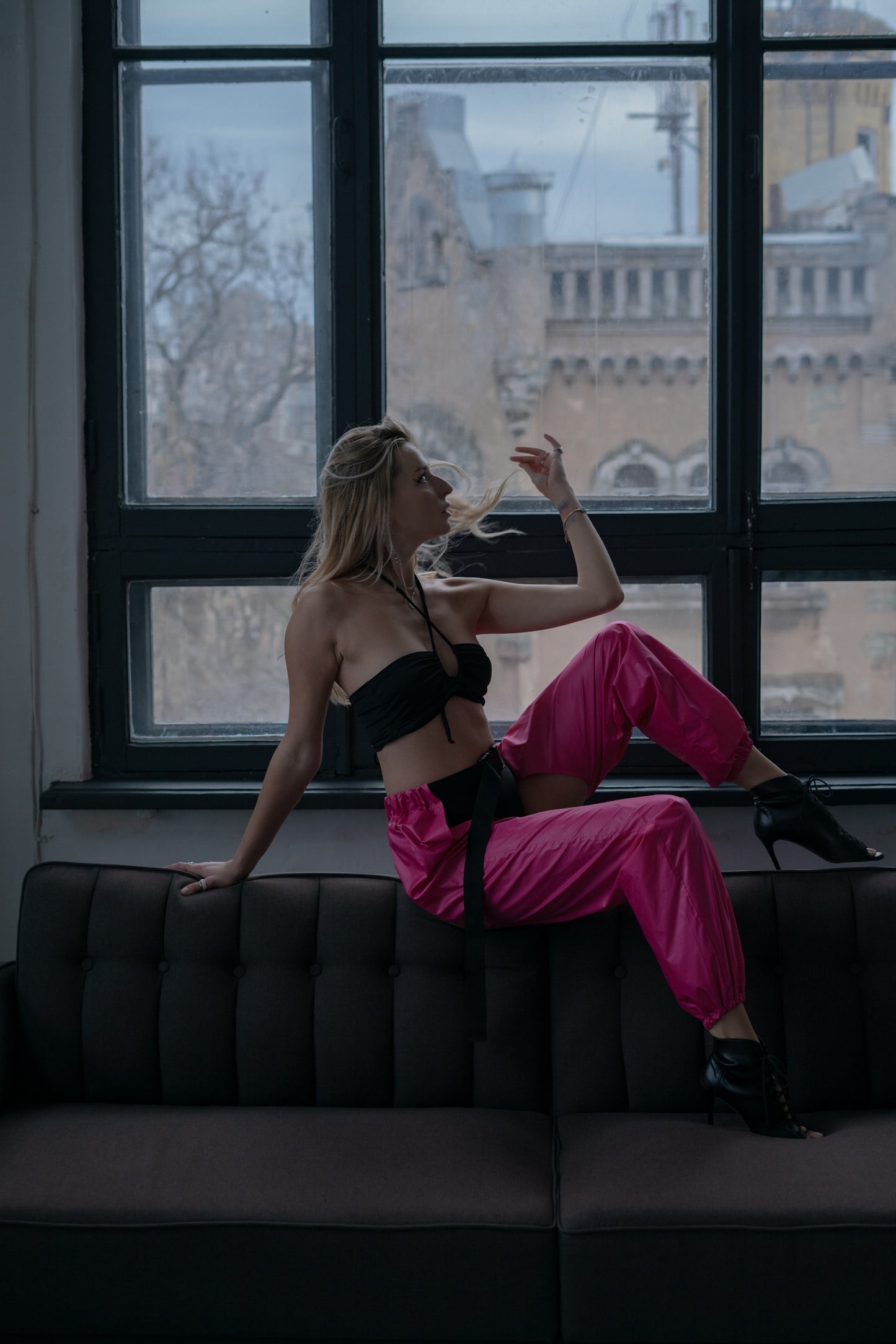 Hot Pink Thigh Cut Out Dance Pants