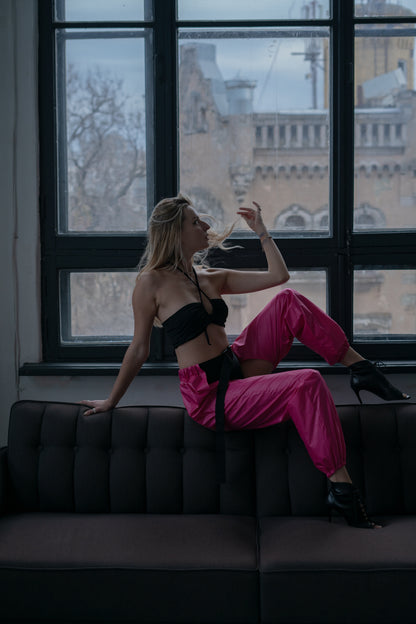 Hot Pink Thigh Cut Out Dance Pants