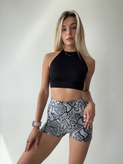 Grey Python Biker Shorts