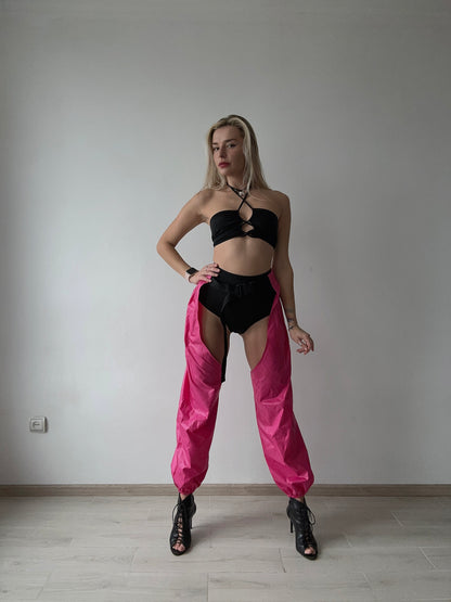 Hot Pink Thigh Cut Out Dance Pants