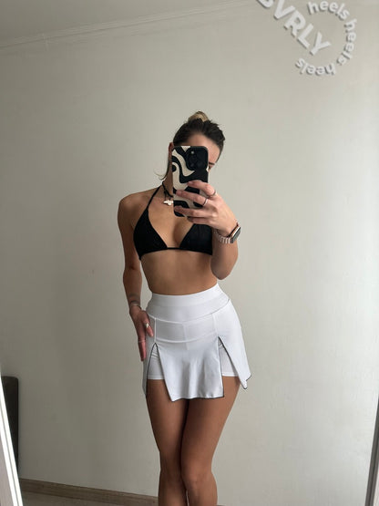 White Skort with Black Stitching