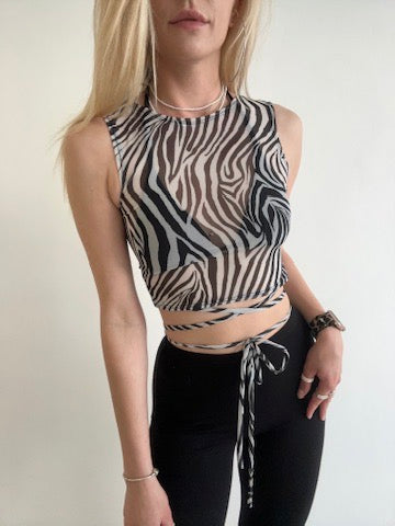Zebra Mesh Crop Top