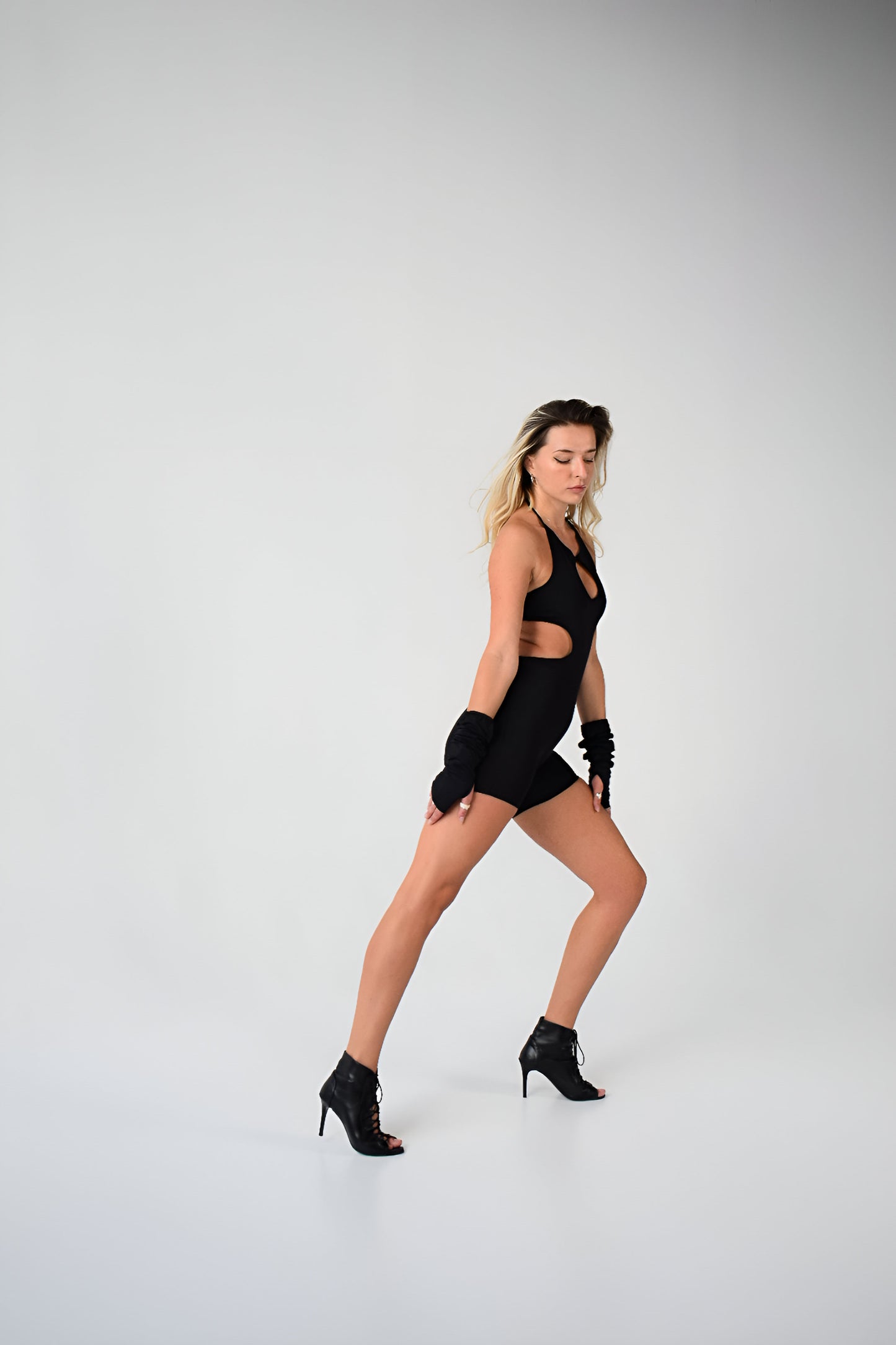 Black Rave Backless Jumpsuit with Detachable Sleeves