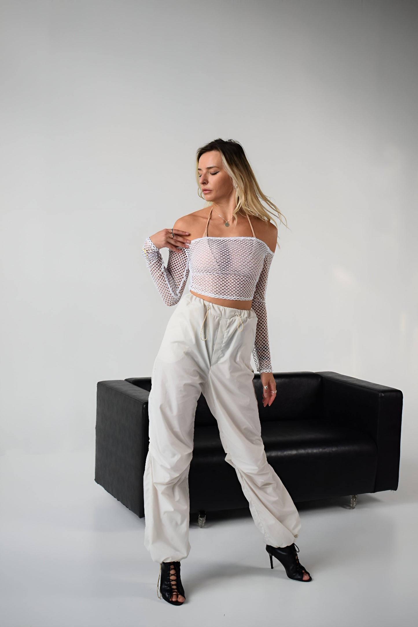 White Cargo Wide Leg Pants