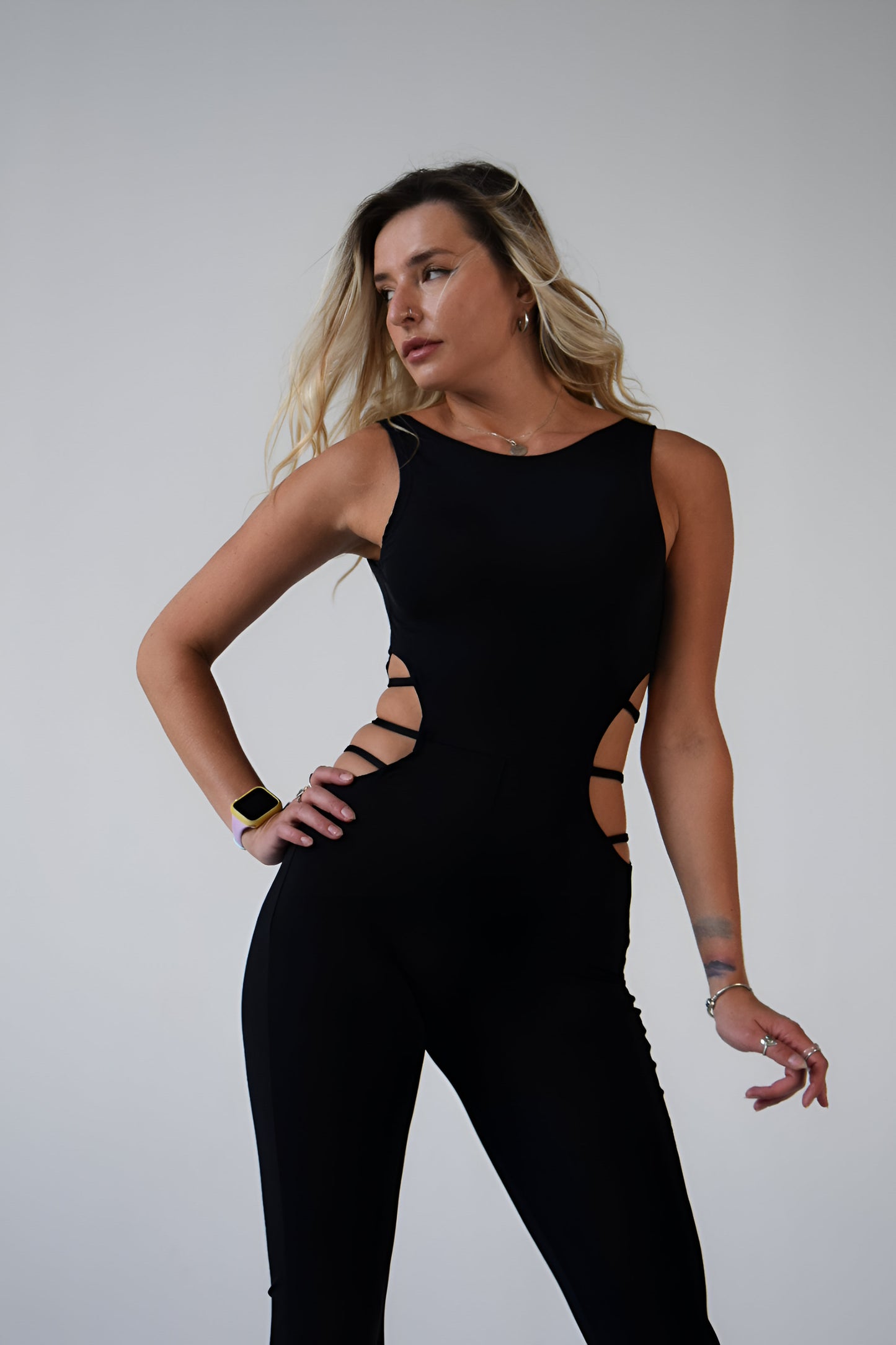 Black Open Back Sleeveless Jumpsuit