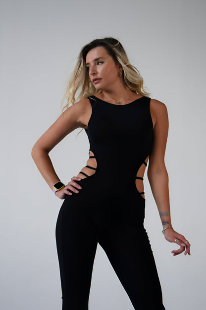Black Open Back Sleeveless Jumpsuit