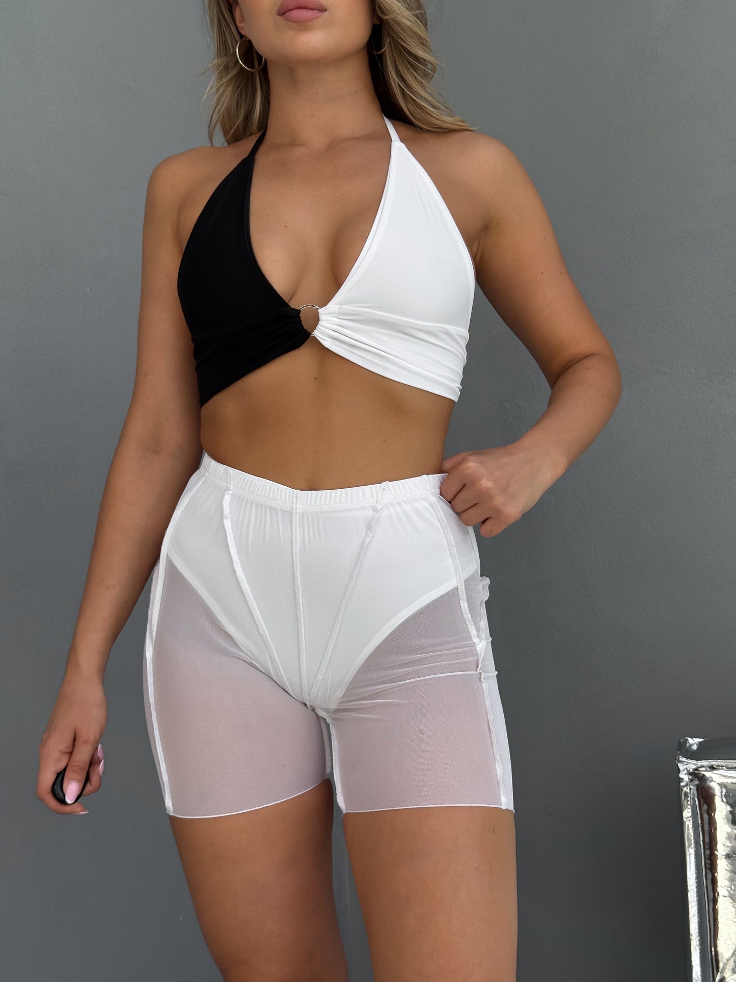 Black White Ring Bralette Top